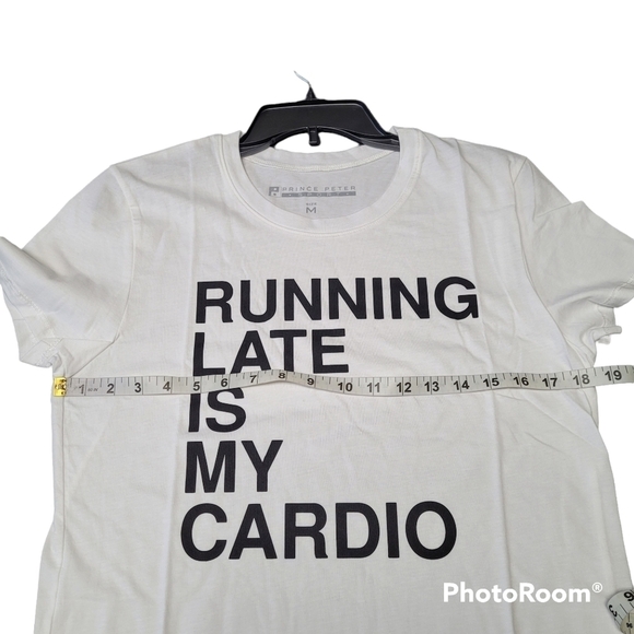 Prince Peter Sport White And Black Running Late Is My Cardio T-Shirt - Picture 7 of 8